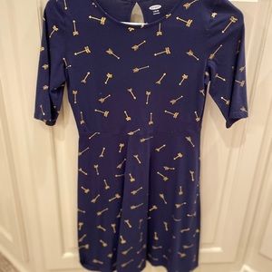 Old navy- navy dress with gold arrows, 10/12